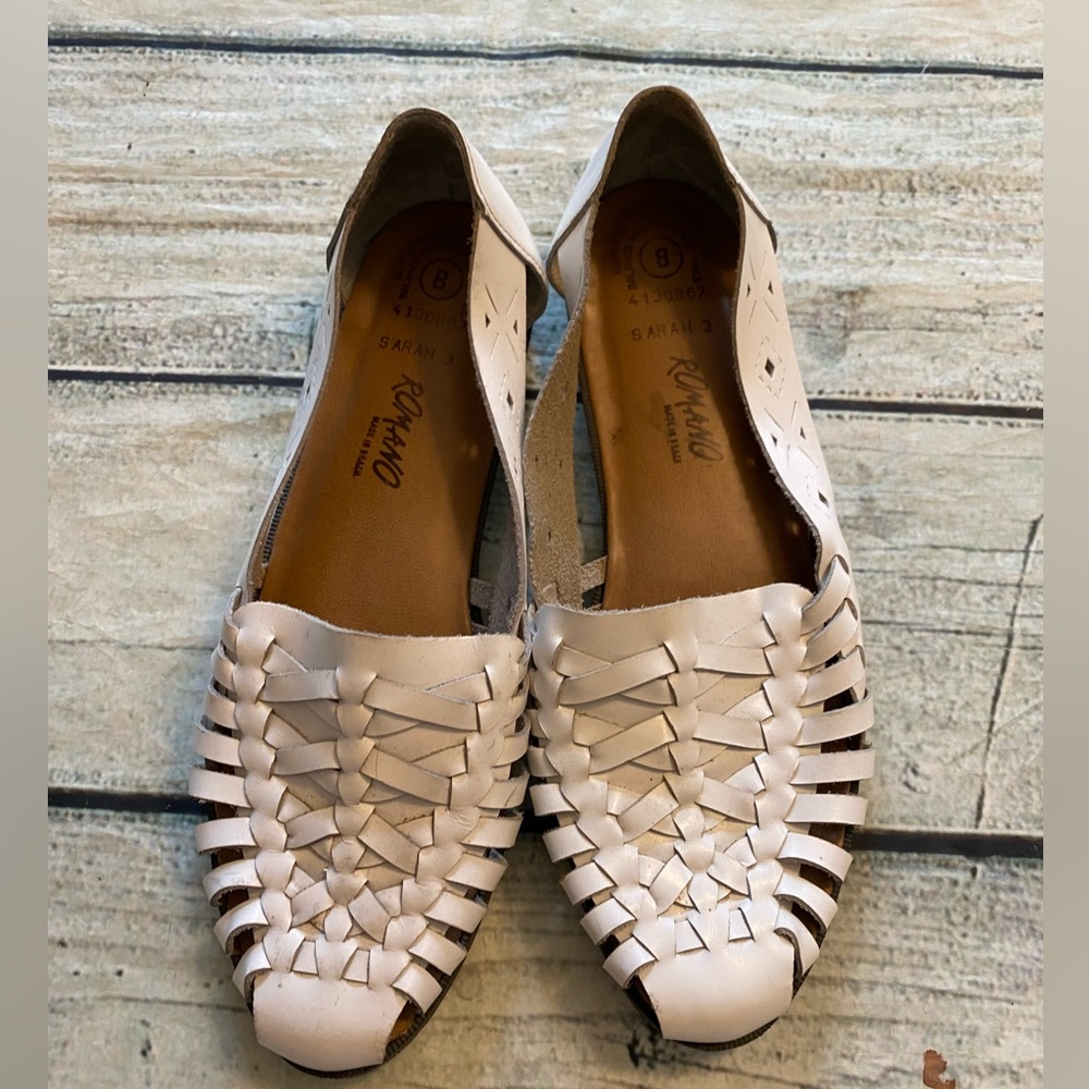 Romano white leather slip on hurarache sandals. 8 - Picture 3 of 14